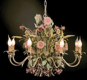 L.3521/8, Lustre avec des dcorations florales en fer forg