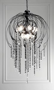 L.7935/12, Lustre avec pendentifs dcor en noir brillant