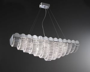 Lucidum ceiling lamp, Lustre Fer, abat-jour en organza, pendeloques de cristal