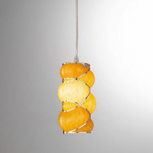 Orione Rs384-020, Lampe  suspension en verre souffl orange ou rose