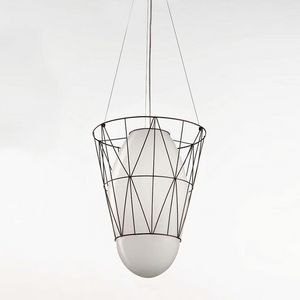 Segni Ms434-040, Lampe  suspension en tige mtallique et verre blanc