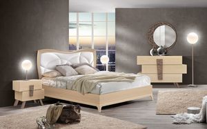 Art. LM25, Lit moderne en bois, avec tête de lit rembourrée en éco-cuir