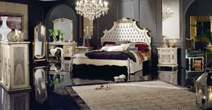 1165, Luxe lit double classique avec tte de lit rembourre