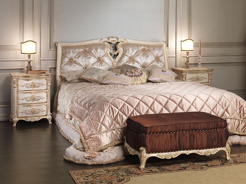 Art. 2006-IM bed, Lit en bois massif, tête de lit en soie, pour hôtel de luxe
