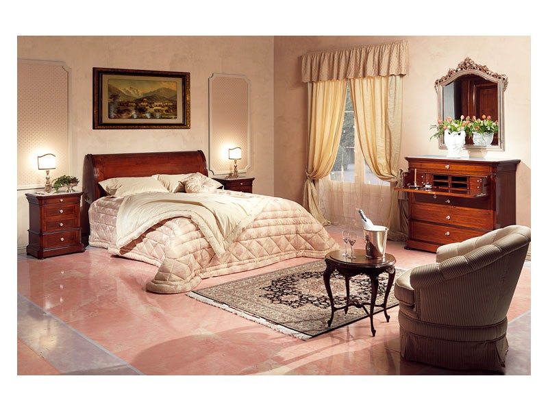 Art. 2026/952/2/L bed, Lit décoré à la main, en bois, pour les chambres de style classique