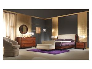 Art 509 Bed, Lit palissandre massif, tte de lit en cuir, style classique
