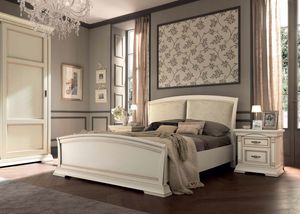 Art. 71BO13LT, Lit de style classique en bois, avec t�te de lit rembourr�e