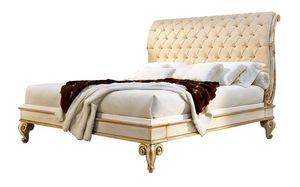 Cascella RA.0822, Noyer lit, tête de lit en soie matelassée, pour stile classique