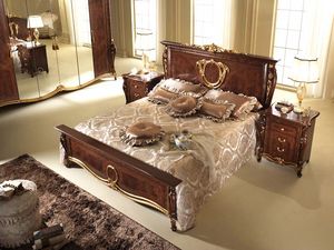 Donatello lit, Lit avec style n�oclassique, pied de lit sinueux et t�te de lit, d�cor� � la main