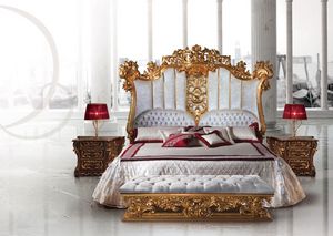 F973 lit, Lit en bois de luxe dcor dans le style Louis XV