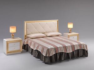 Jolie bed, Lit avec tte de lit rembourre, recouvert de faux cuir, pour les salles prestigieuses