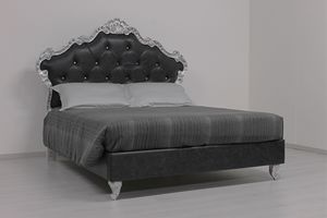 Valeria Platform, Lit de style classique avec tte de lit en cuir