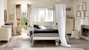 Ciro bois lit, Lit en bois massif, tte de lit avec motif aveugle