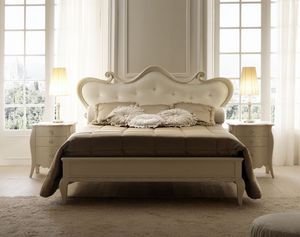 Eros 6080 lit, Lit dans un tulipier bois, tte de lit rembourre en cuir, avec un style classique contemporain