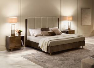 FIAMMA lit, Lit en bois avec t�te de lit rembourr�e