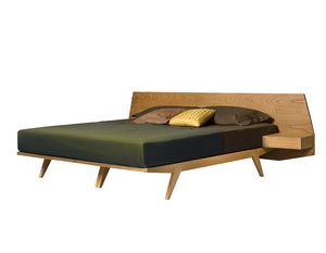 Gi 2887, Lit en bois avec tables de chevet intgres