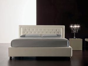 Classic, Lit moderne rembourr en polyurthane, tte de lit matelass