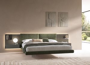 BRENDA, Lit rembourr�, avec t�te de lit modulable en bois