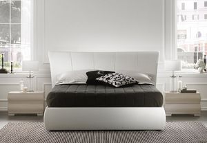 Harry lit, Lit moderne avec cadre en bois, tte de lit rembourre
