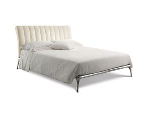Iseo lit, Lit avec structure en aluminium, tête de lit capitonnée avec le modèle vertical