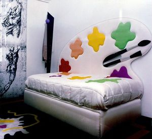 Lit Spirito Libero 2, Lit avec tte de lit rembourre et dcor, idal pour la chambre des enfants