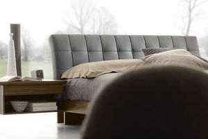 Nordik lit, Lit design en bois avec tte de lit rembourre en cuir