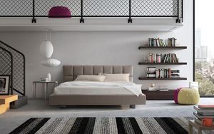 Cubic, Lit avec tte de lit rembourre et fonctionnel, pour chambre  coucher moderne