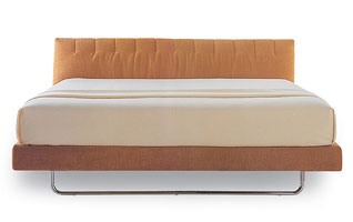Deex, Lit moderne avec tête de lit en cuir, des lattes de bois orthopédiques