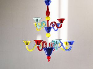 BRAZIL, Lustre multicolore en verre souffl de Murano