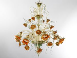 GRAND-GIRASOLI, Lustre en verre de Murano, avec des tournesols décoratifs