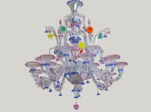VAPOROSO MULTICOLOR, Lustre luxueux de style Ca' Rezzonico, avec des d�corations multicolores