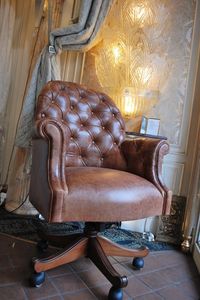 Fauteuil Campidoglio, Chaise pivotante pour le bureau, recouvert de cuir