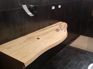 Étagère de salle de bain en bois massif, Étagère pour lavabo de salle de bain