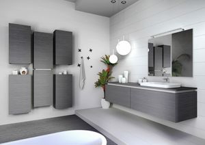 Plane 2D 04, Meuble de salle de bain en finition chne gris