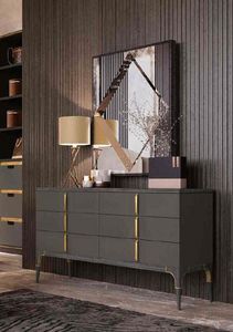 Firenze Art. F 122, Commode en bois � six tiroirs, avec d�corations m�talliques