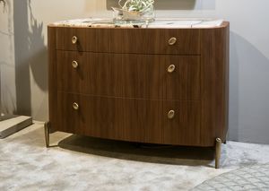 LAPETO commode GEA Collection, Commode en noyer canaletto de forme arrondie