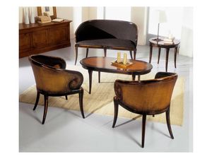 TOFEE round table 8179TL, Table basse ronde en bois massif, style classique