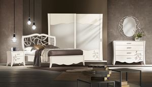 Ginevra chambre, Chambre  coucher en bois massif blanc