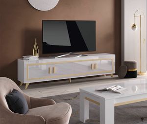 Gold meuble TV 207, Meuble TV bas, avec srigraphie dore