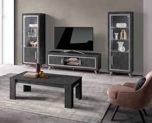 Silver meuble TV 160, Meuble TV bas finition effet marbre