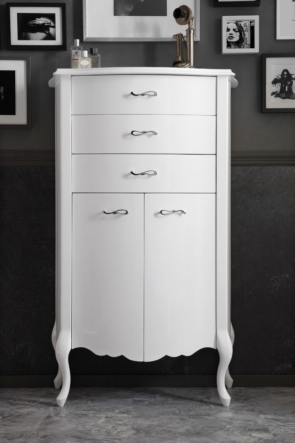 Armoire en bois de sapin Douglas avec comptoir en marbre blanc et évier