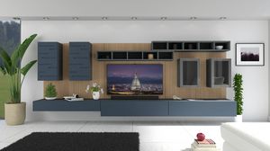 Living 07, Meuble pour mur de grand salon, avec boiserie