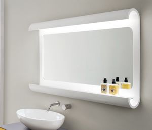 Lul miroir, Miroir de salle de bains, en bois courb, avec lumire LED