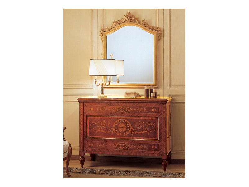 Art. 2165 '700 Italiano Maggiolini, Classique miroir de luxe, avec cadre sculpté, des feuilles d'or