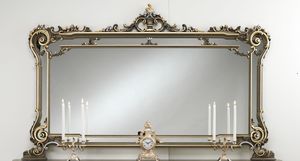 Art. L-926 K, Miroir en bois laqu, dcorations de fleurs, style classique