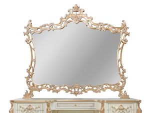 Gerbera, Miroir avec cadre en bois sculpté