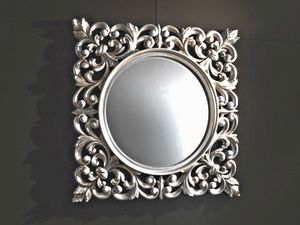 Ibis Silver miroir, Miroir mural, cadre sculpt, finition argent