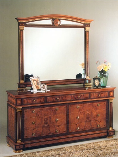 IMPERO / Big mirror, Miroir pour chambre à coucher, avec cadre en bois