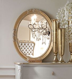 Live 5307 miroir, Miroir ovale, avec cadre en bois sculpt, pour l'ameublement de style classique