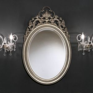 Luxury PASP7170, Miroir ovale avec grande sculpture � la feuille d'argent